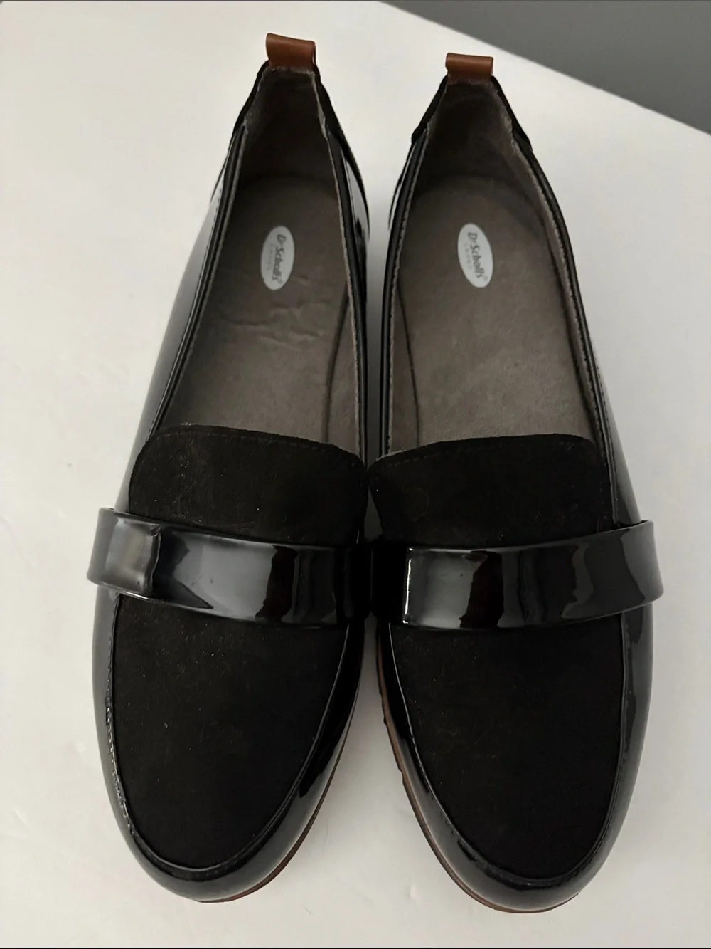 Dr. Scholl’s Black Patent & Suede Loafers for Women